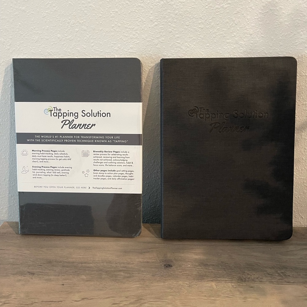 Set of 2 Gray Leather-Like Planners.